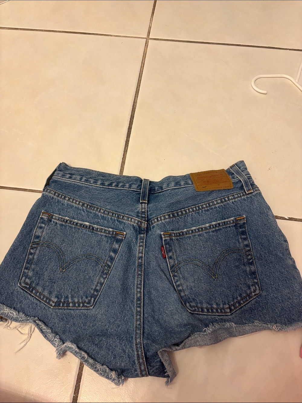 Levi's Distressed Blue Denim Jean Shorts - Picture 3 of 3